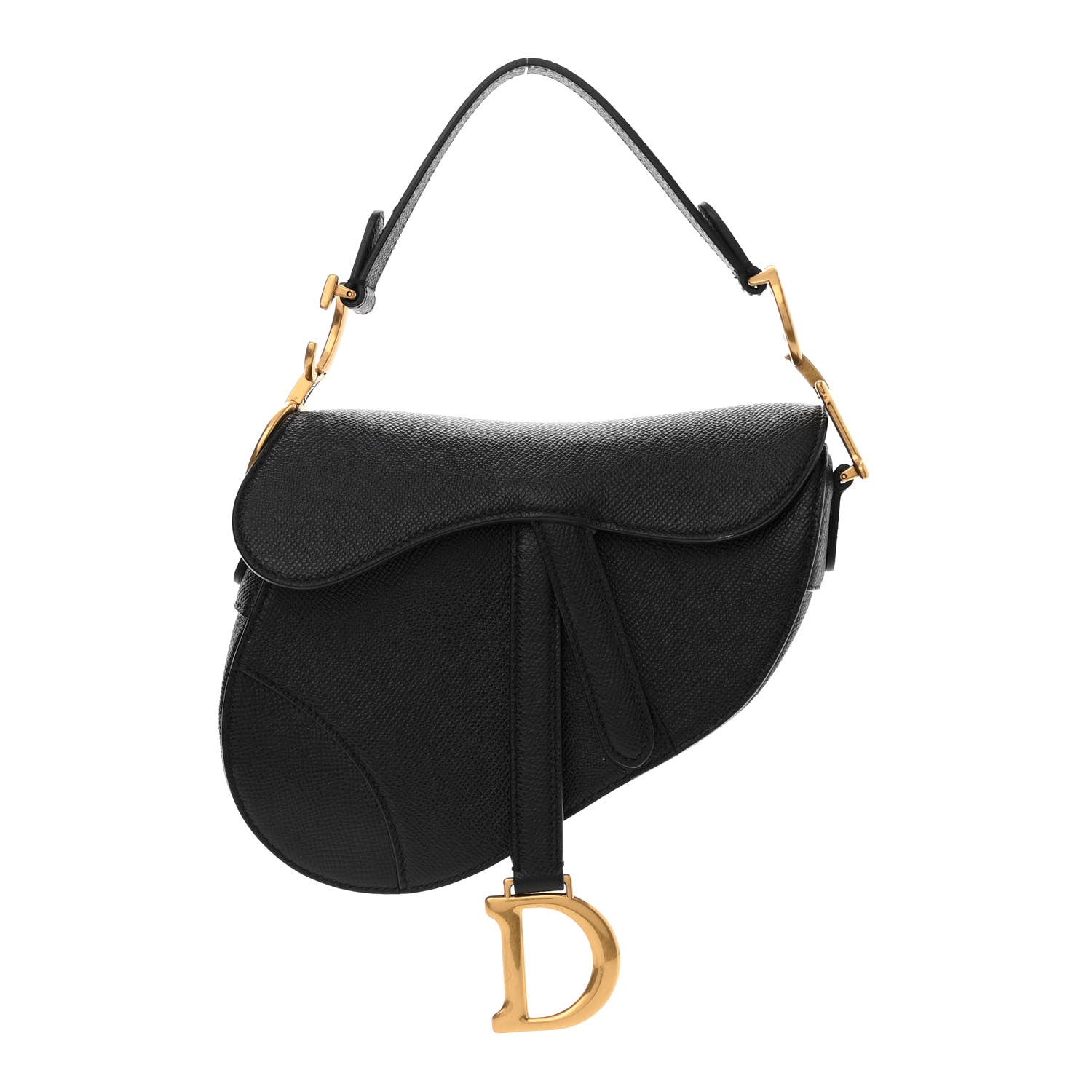Christian Dior Grained Calfskin Mini Saddle Bag Black 1 of 8