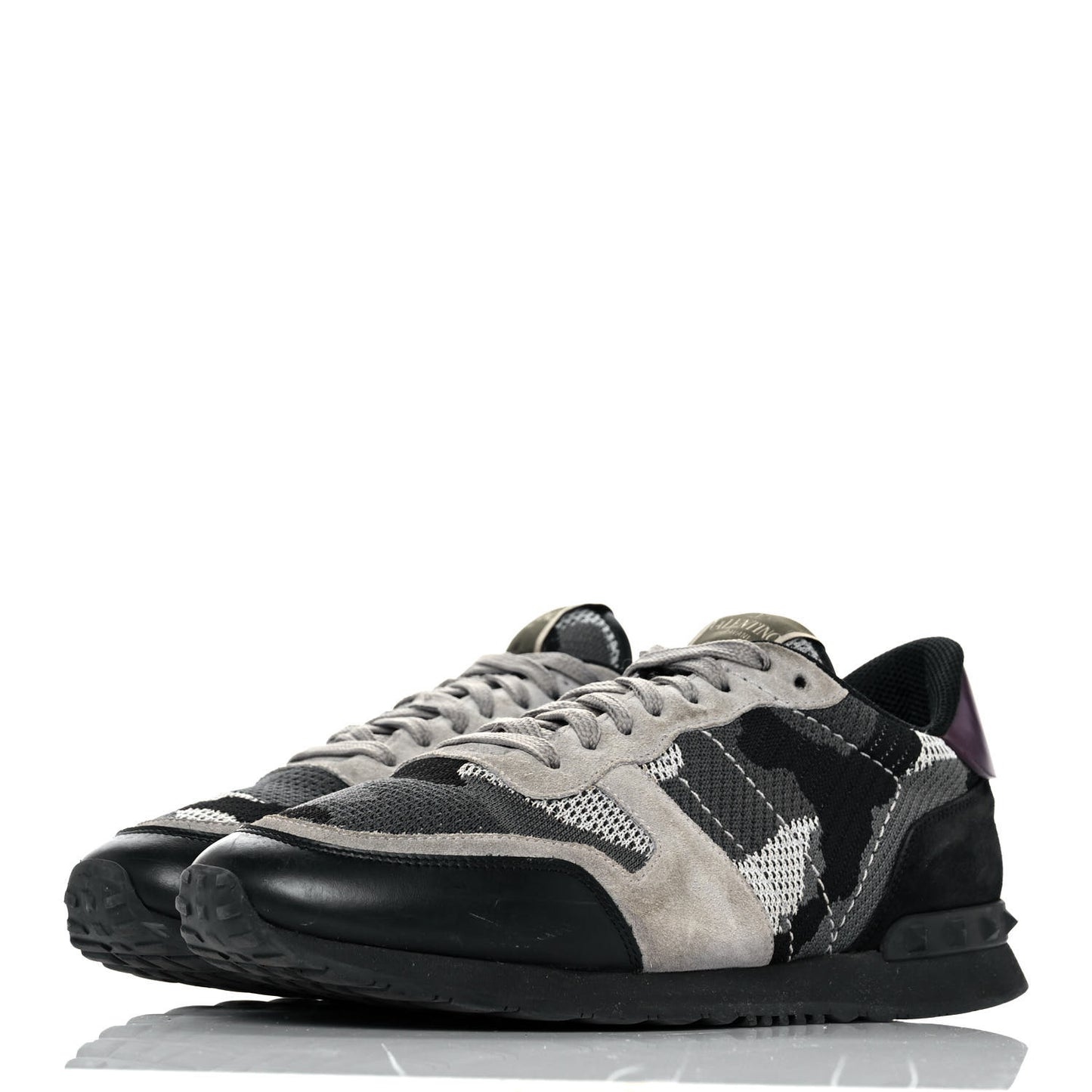 Mesh Fabric Suede Camouflage Mens Rockrunner Sneakers 42 Grigio Anthracite Black