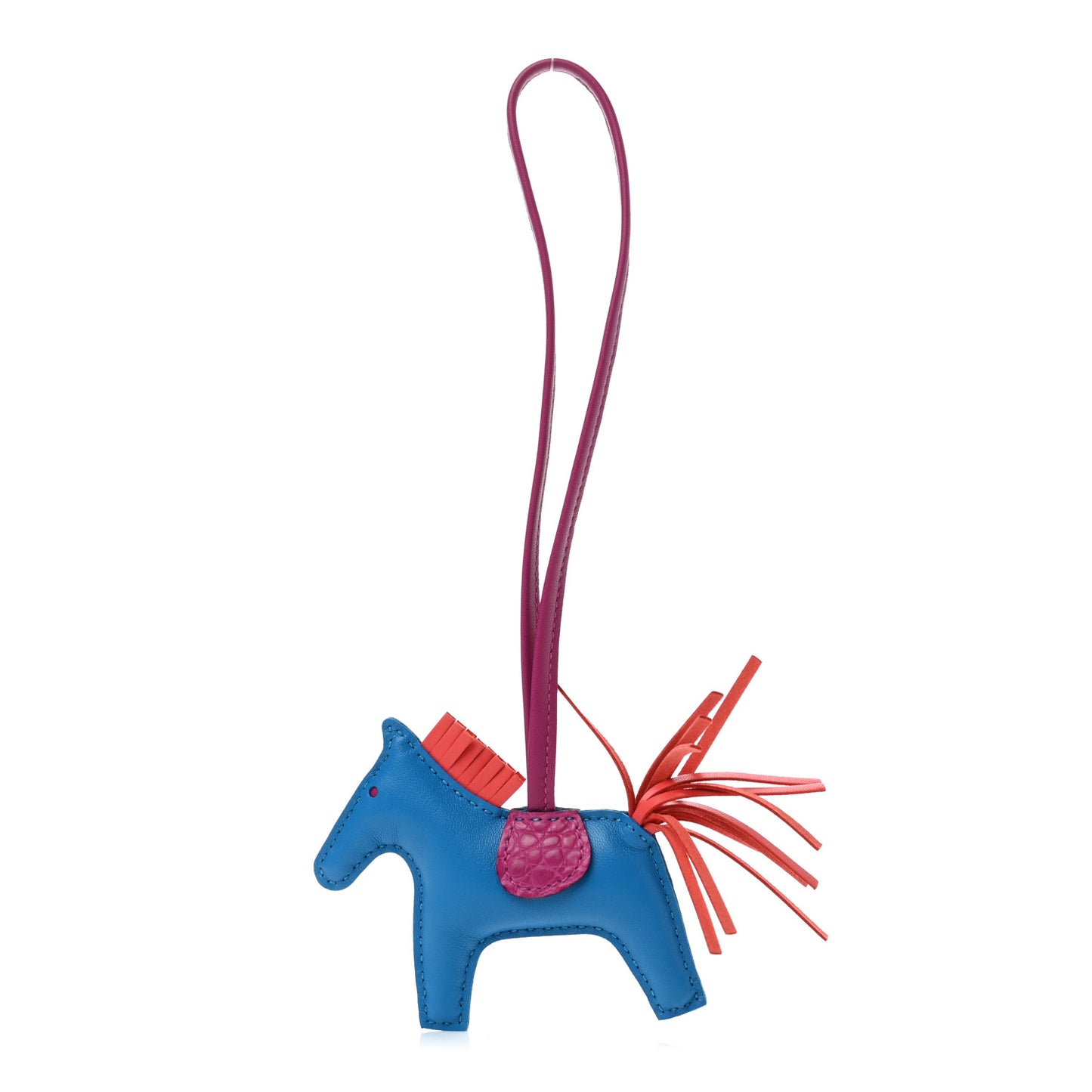 Milo Lambskin Matte Alligator Touch Grigri Rodeo Horse Bag Charm PM Bleu France Orange Poppy Framboise