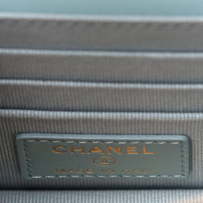 Chanel Lambskin Enamel Quilted Pending CC Clutch With Chain Light Blue 5 of 11