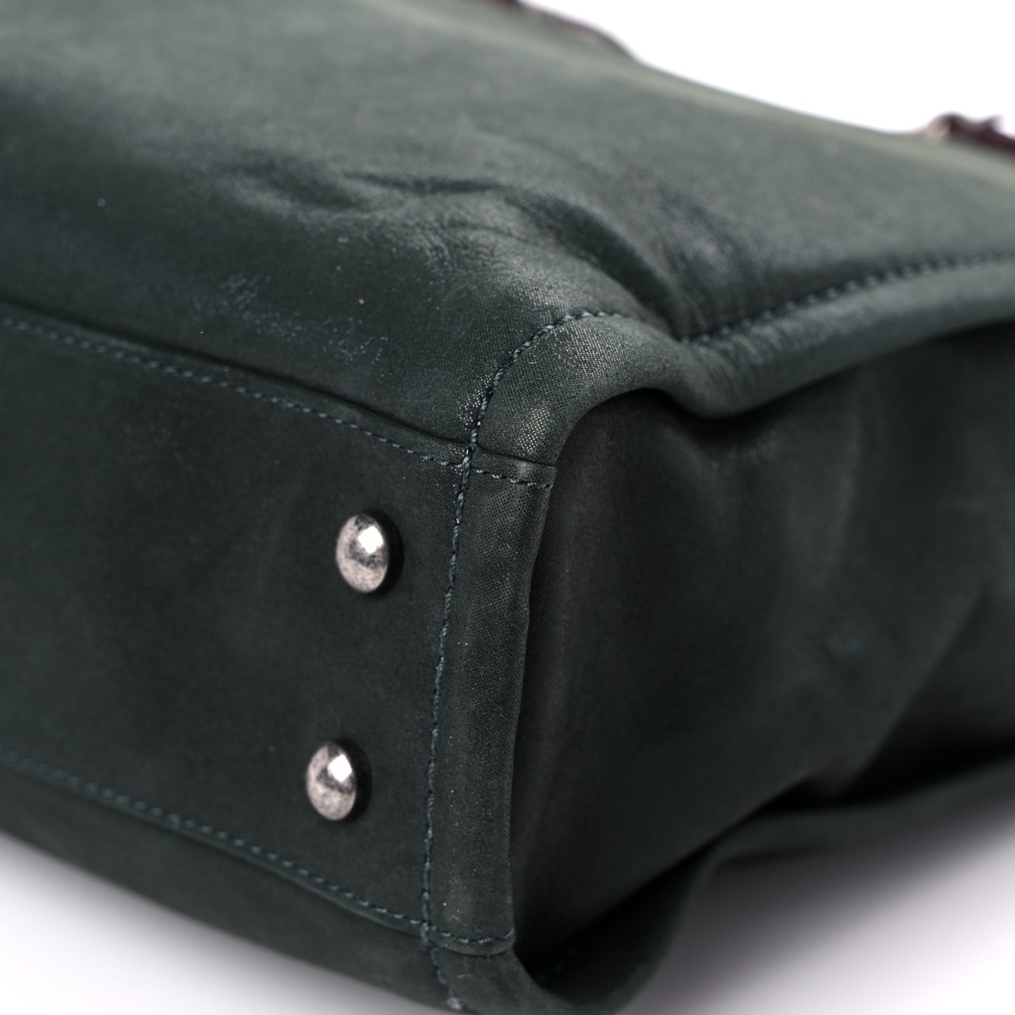 Iridescent Glazed Calfskin In The Mix Tote Dark Green
