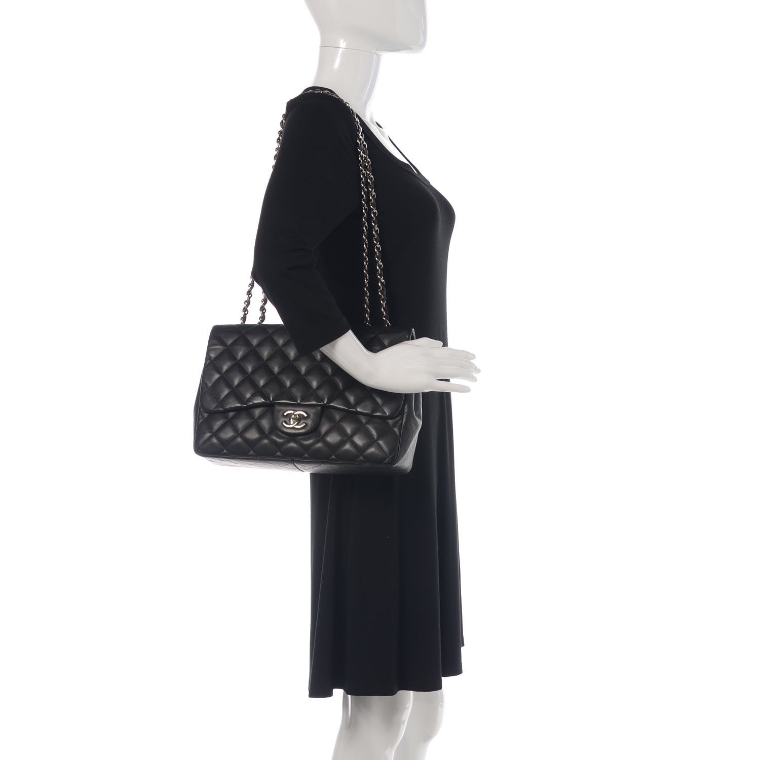 Chanel Lambskin Quilted Jumbo Single Flap Black 2 of 17