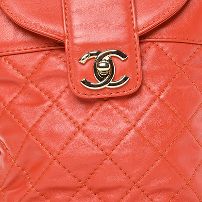 Chanel Lambskin Quilted Small CC Lock Flap Bucket Bag Red 7 of 9