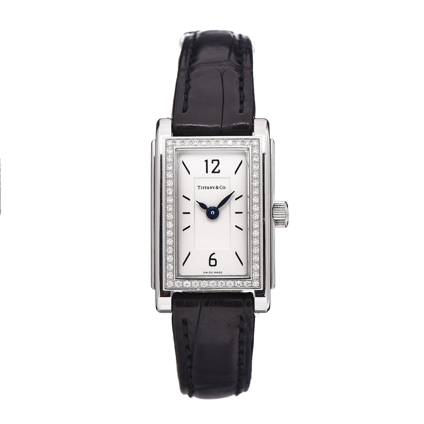 Stainless Steel Alligator Diamond Bezel 18mm Resonator Quartz Watch