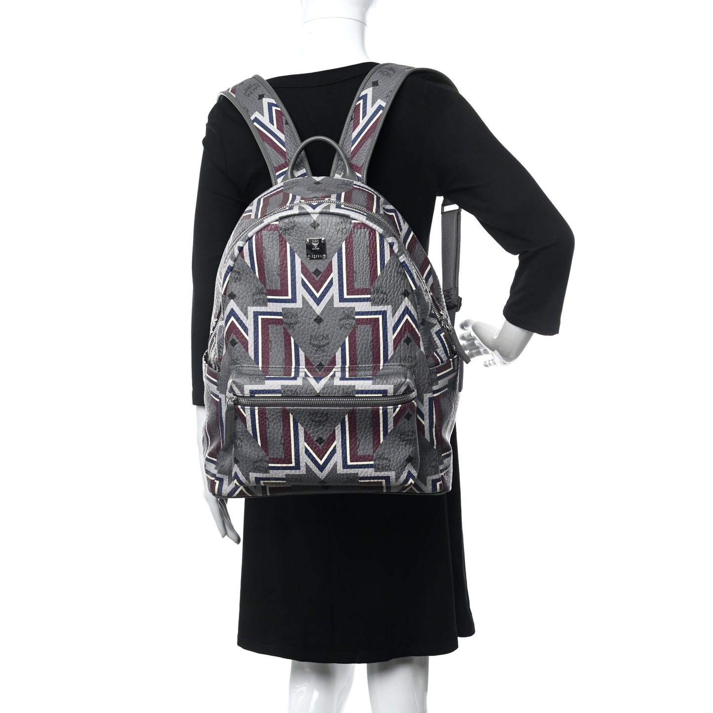 Visetos Chevron Stripe Medium Backpack Phantom Grey Multicolor