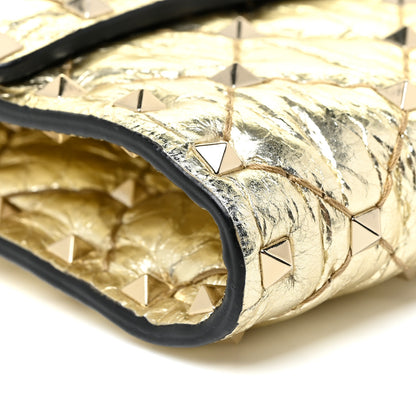 Valentino Garavani Metallic Wrinkled Lambskin Rockstud Spike Wallet on Chain Mekong 8 of 10