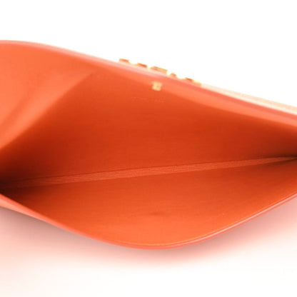 Salvatore Ferragamo Printed Calfskin Gancio Envelope Clutch Orange 8 of 10