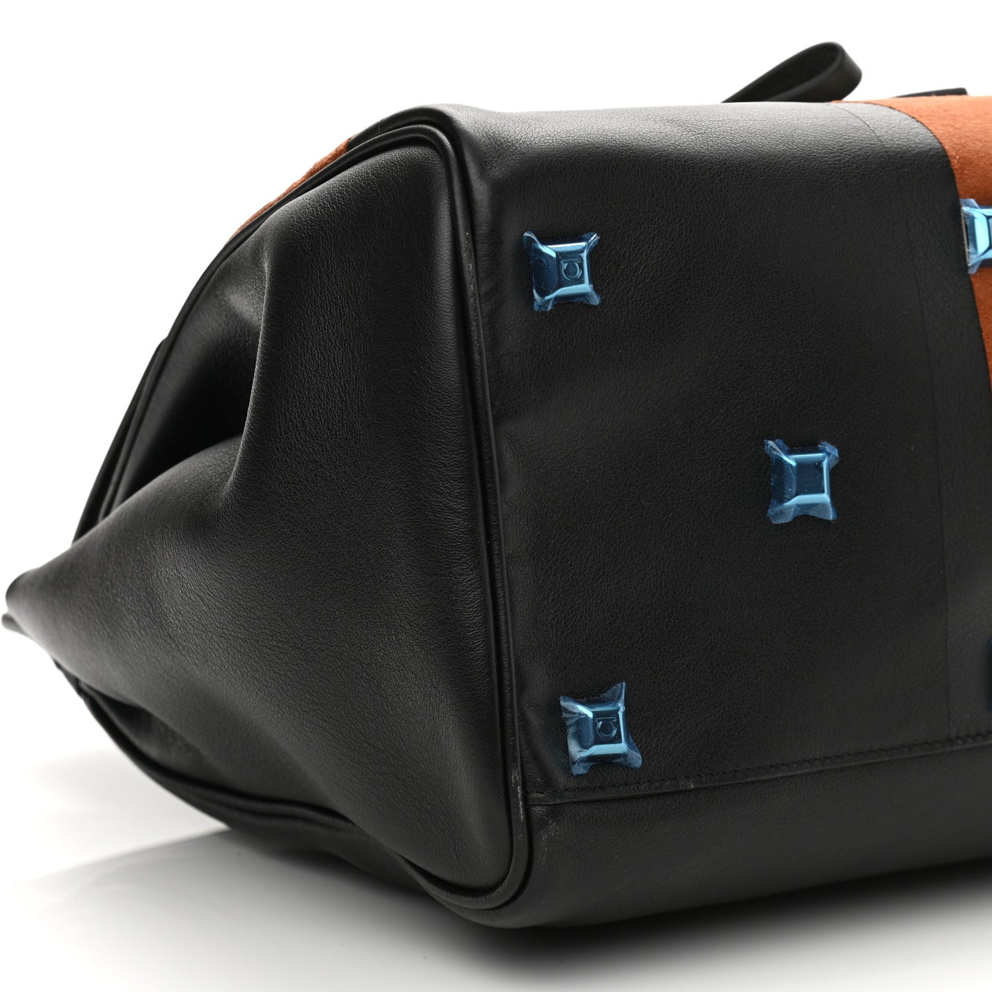 Calfskin The Studio Colorblock Bag Black Brown