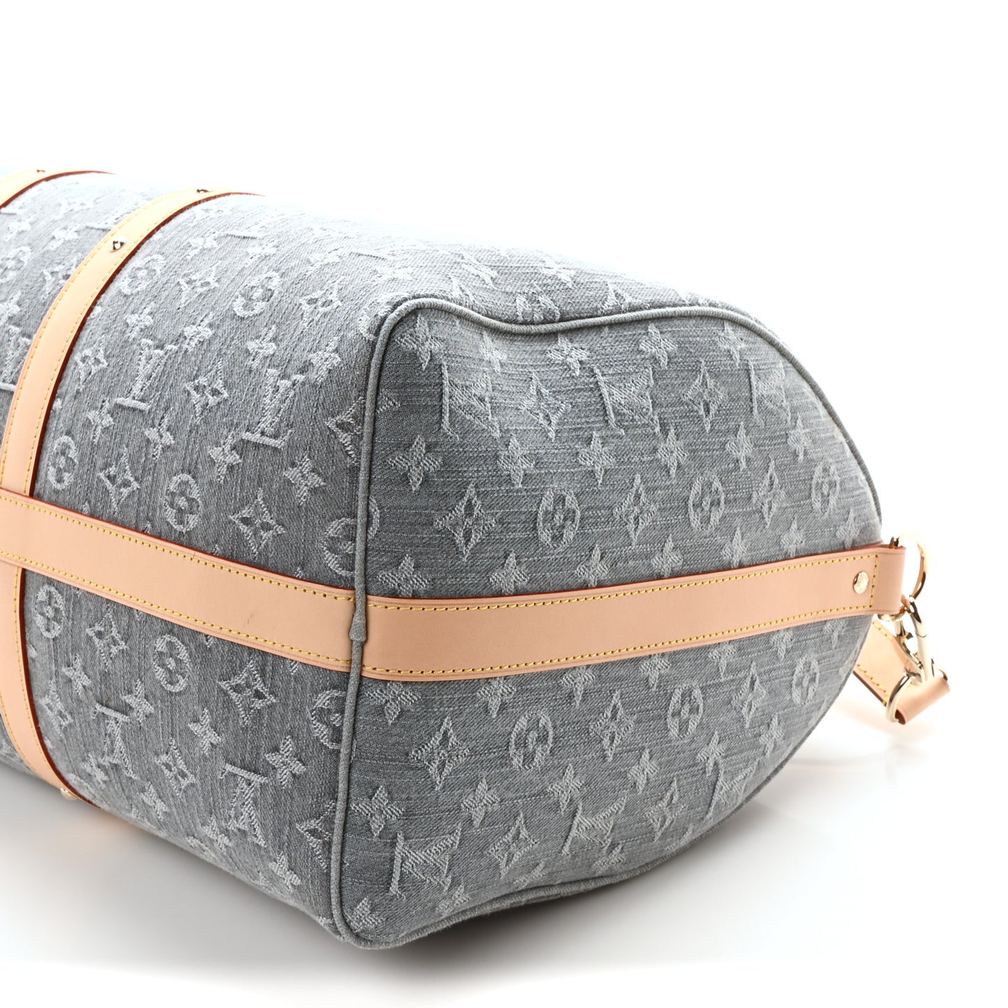 Denim Monogram Flowers Keepall Bandouliere 50 Blue Grey