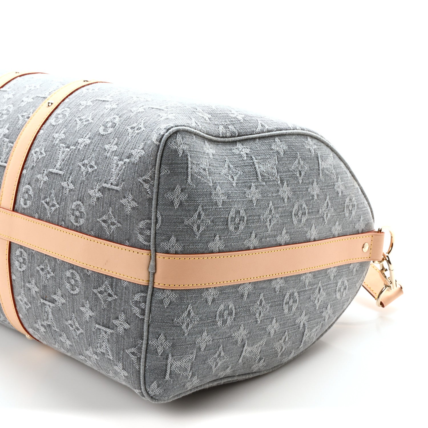 Louis Vuitton Denim Monogram Flowers Keepall Bandouliere 50 Blue Grey 8 of 8