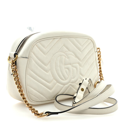 Gucci Calfskin Matelasse Small GG Marmont Chain Shoulder Bag White 3 of 8