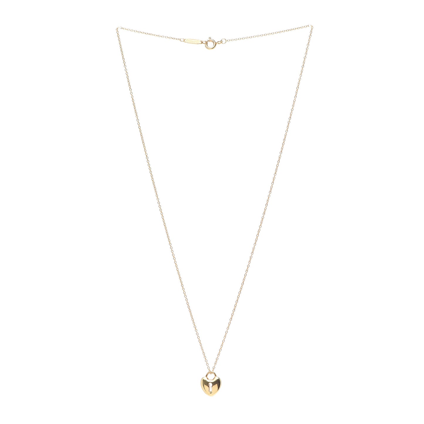 18K Yellow Gold Mini Heart Lock Pendant Necklace