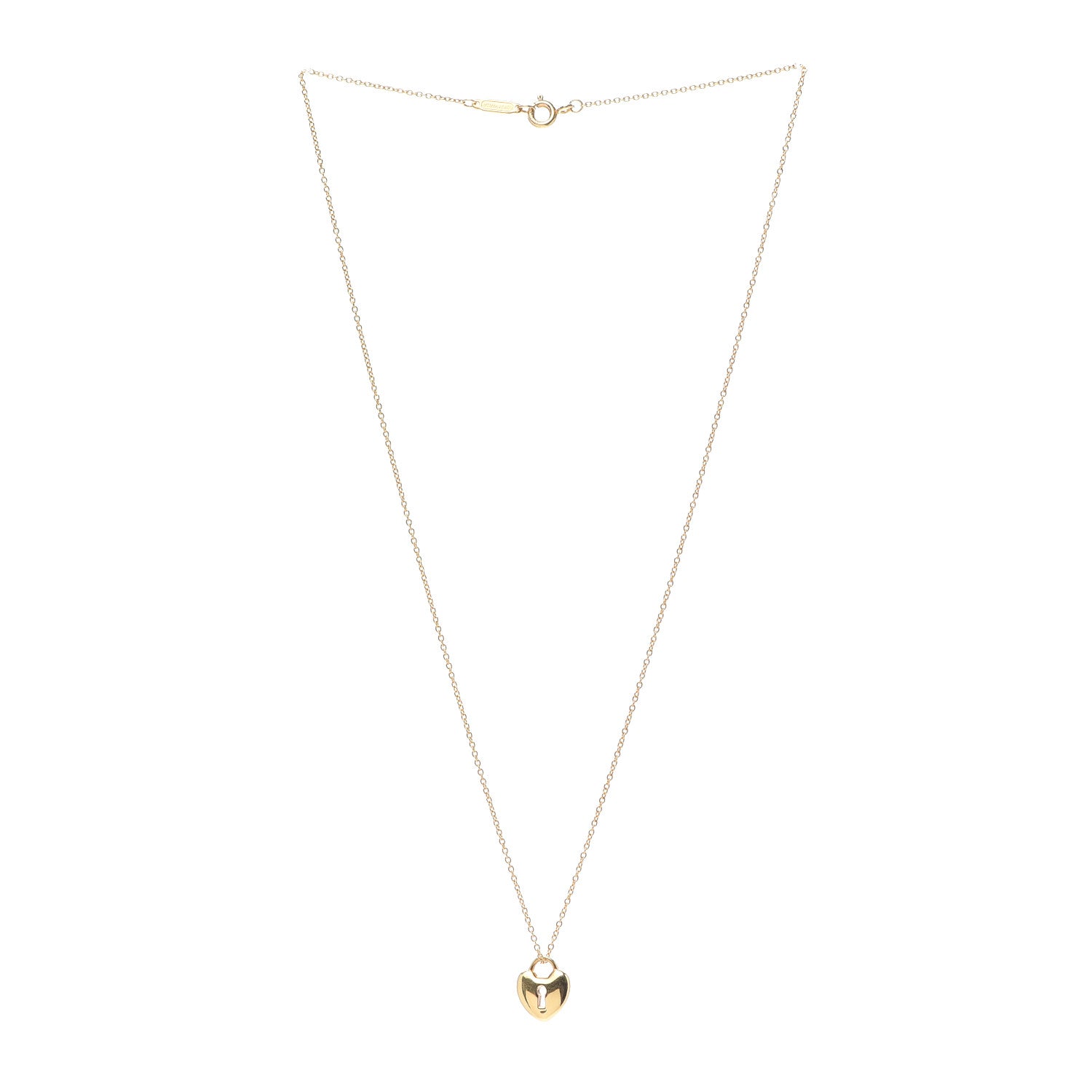 Tiffany 18K Yellow Gold Mini Heart Lock Pendant Necklace 3 of 4