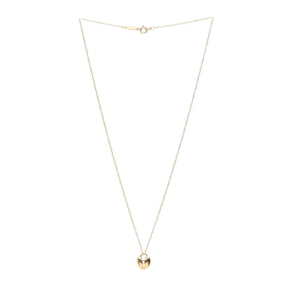 Tiffany 18K Yellow Gold Mini Heart Lock Pendant Necklace 3 of 4