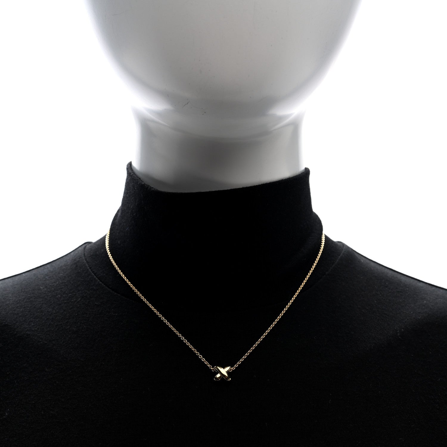 Tiffany 18K Yellow Gold X Pendant Necklace 2 of 5