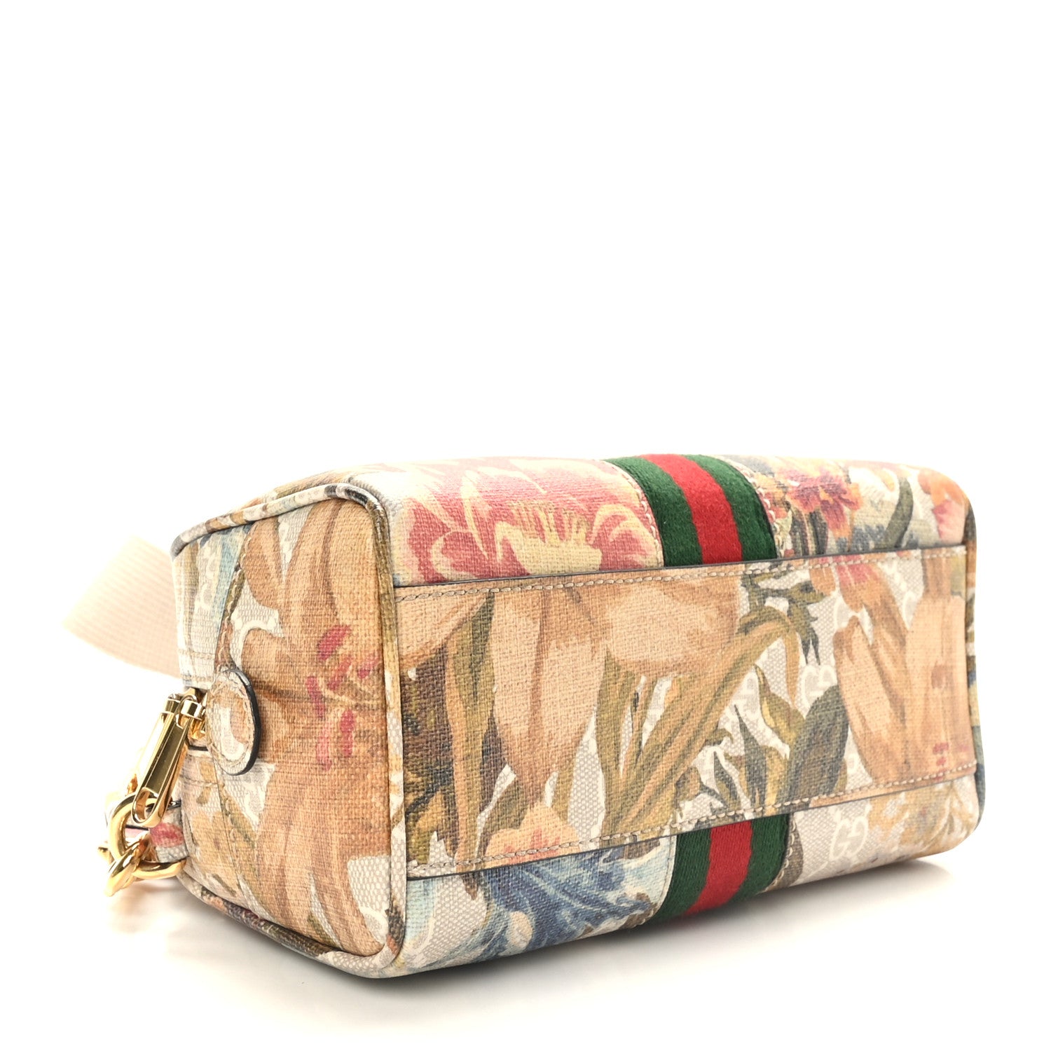 Gucci GG Supreme Monogram Water Flora Web Mini Ophidia Top Handle Bowler Bag Beige White Multicolor 4 of 9