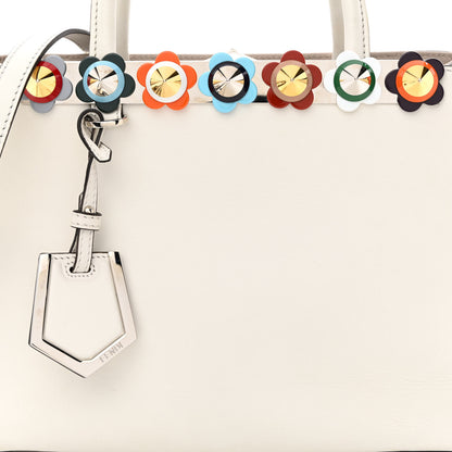 Fendi Calfskin PVC Flower Studs Petite 2Jours Tote White Ice Multicolor 8 of 13