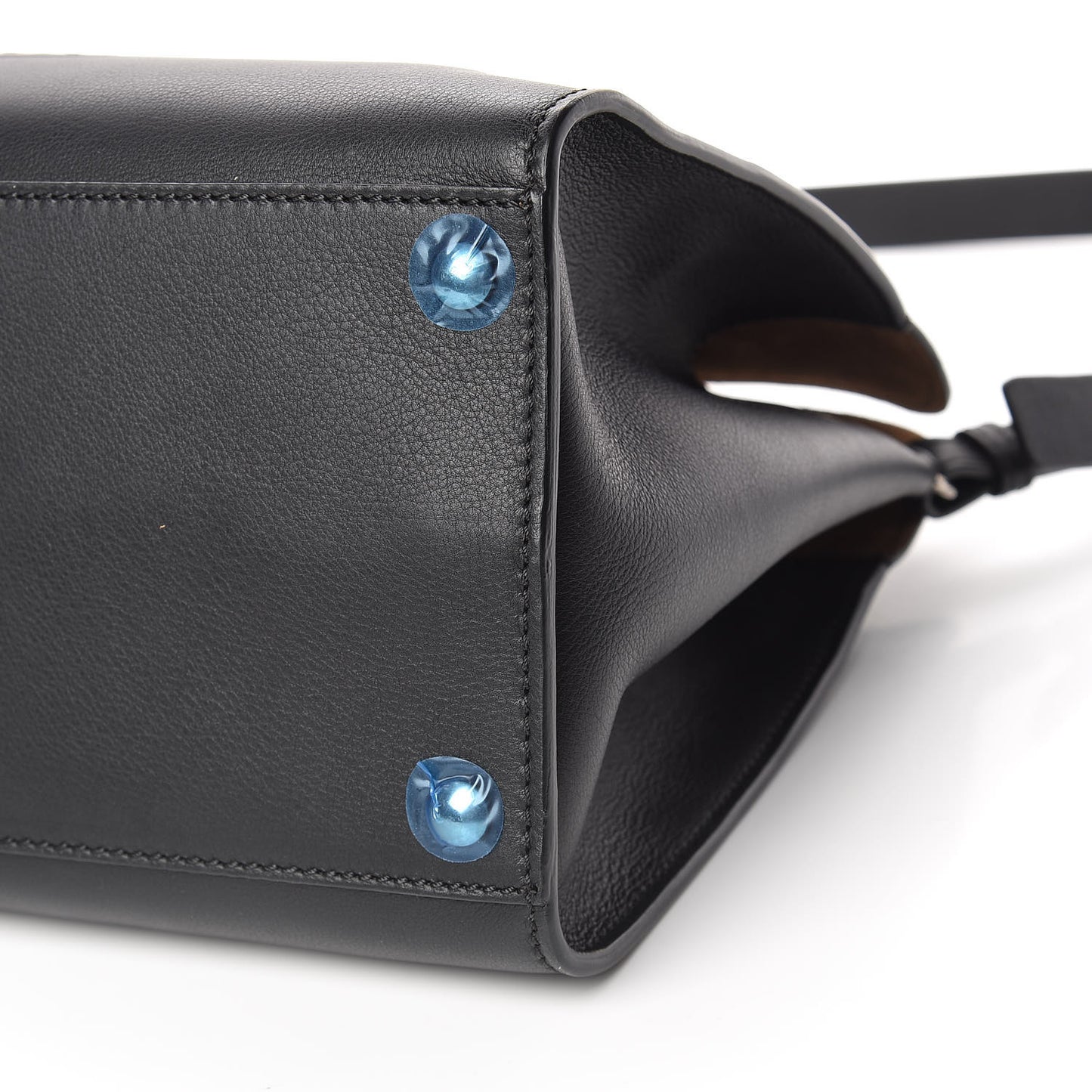 Smooth Calfskin Small Grommet Embossed Crest Bag Black