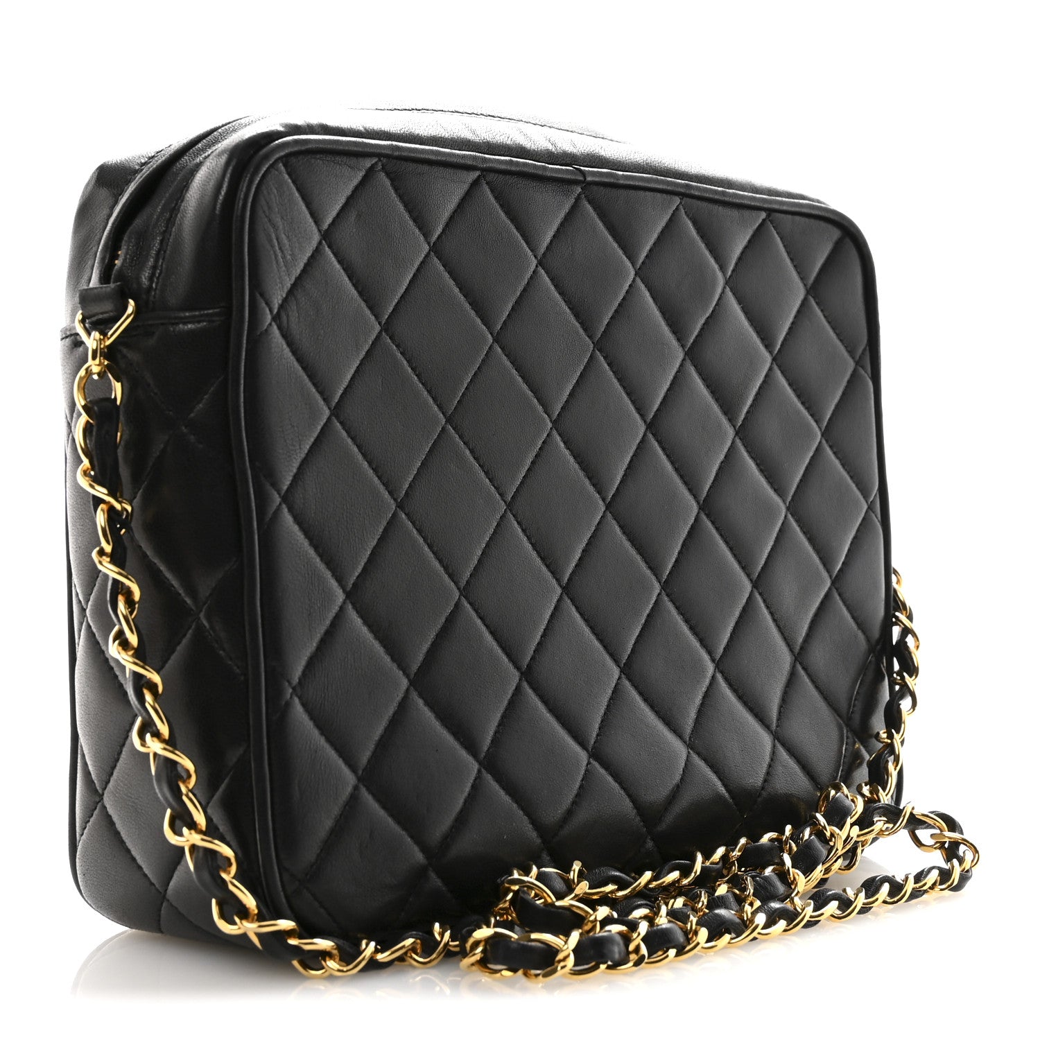Chanel Lambskin Quilted Flap Camera Tassel Case Black 3 of 14