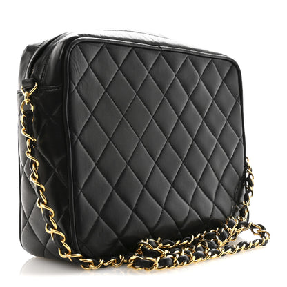 Chanel Lambskin Quilted Flap Camera Tassel Case Black 3 of 14