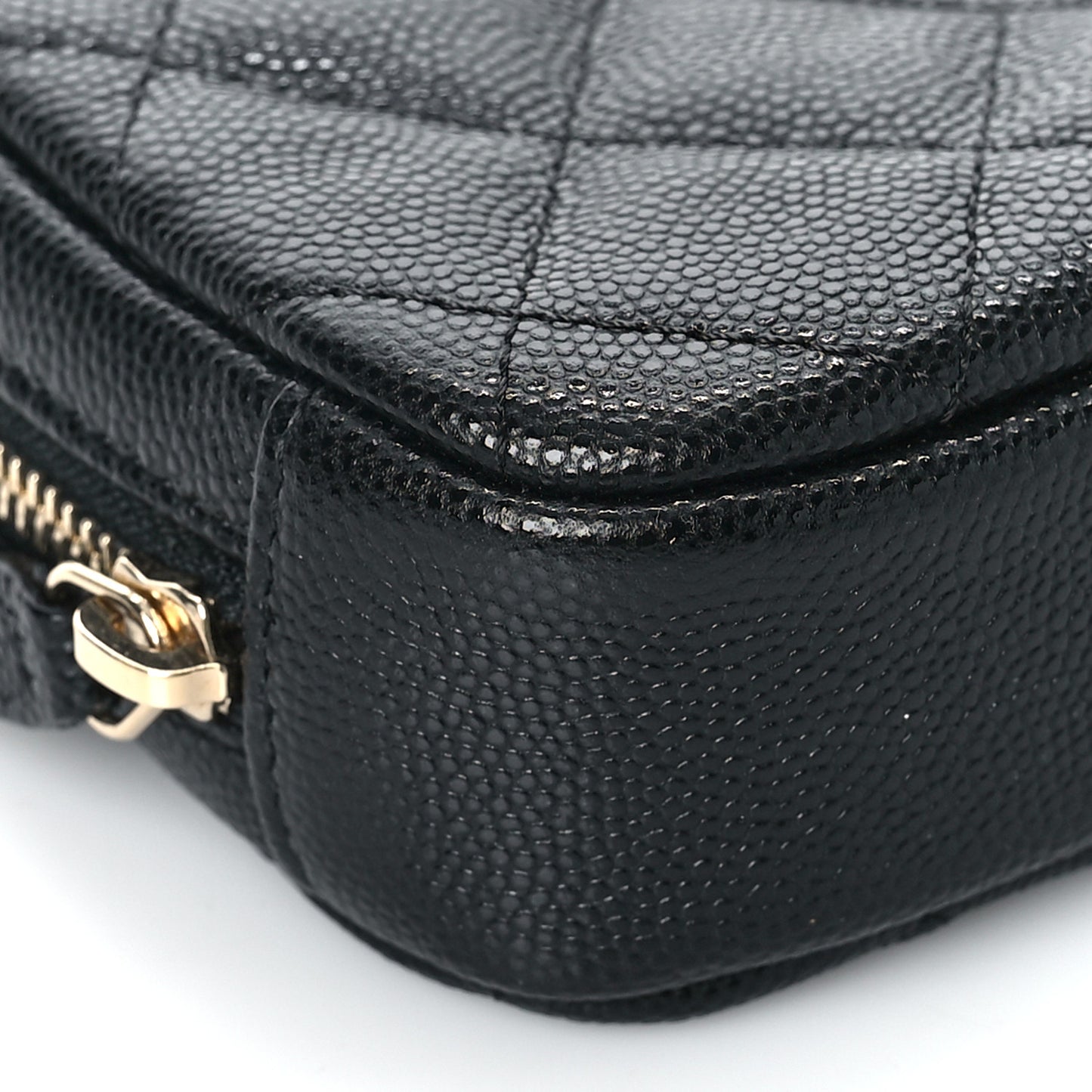 Caviar Quilted Small Curvy Pouch Cosmetic Case Black