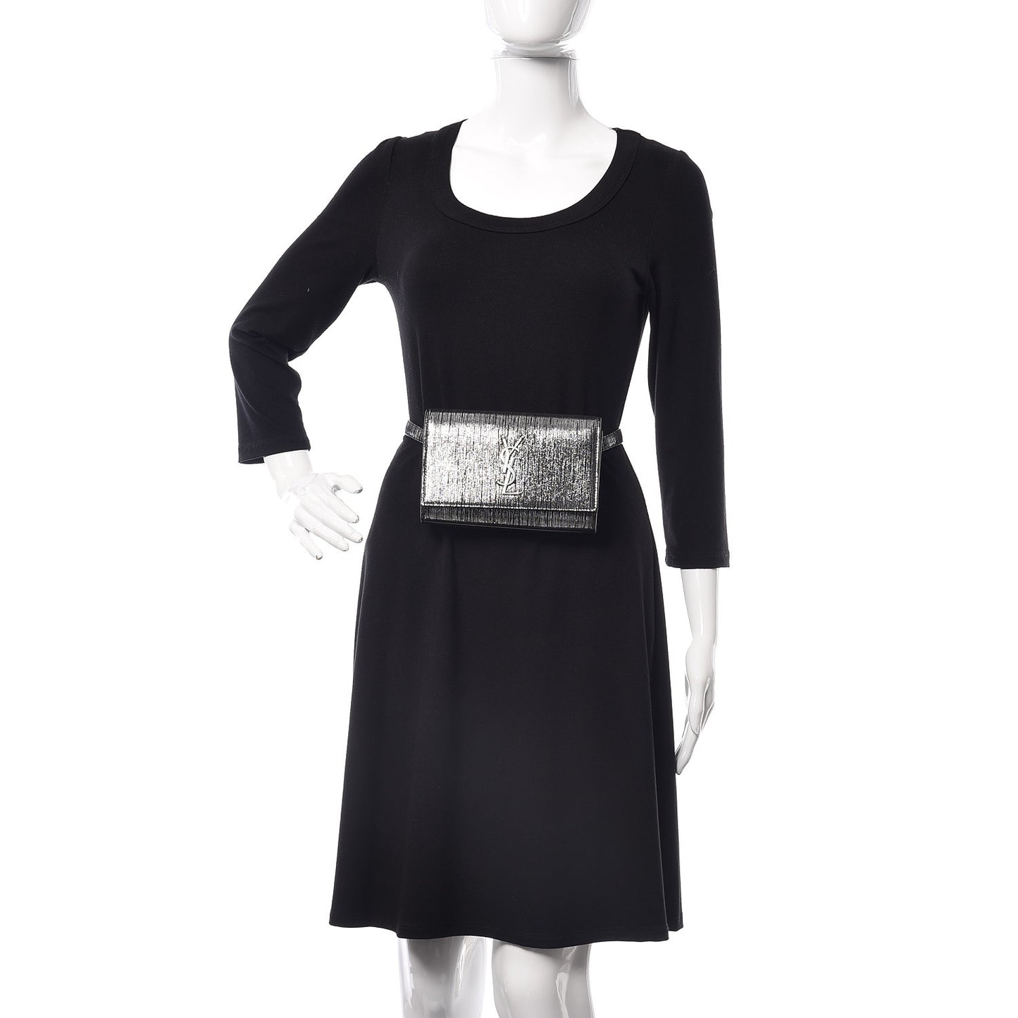 Metallic Lambskin Lame Monogram Kate Belt Bag Black Platine