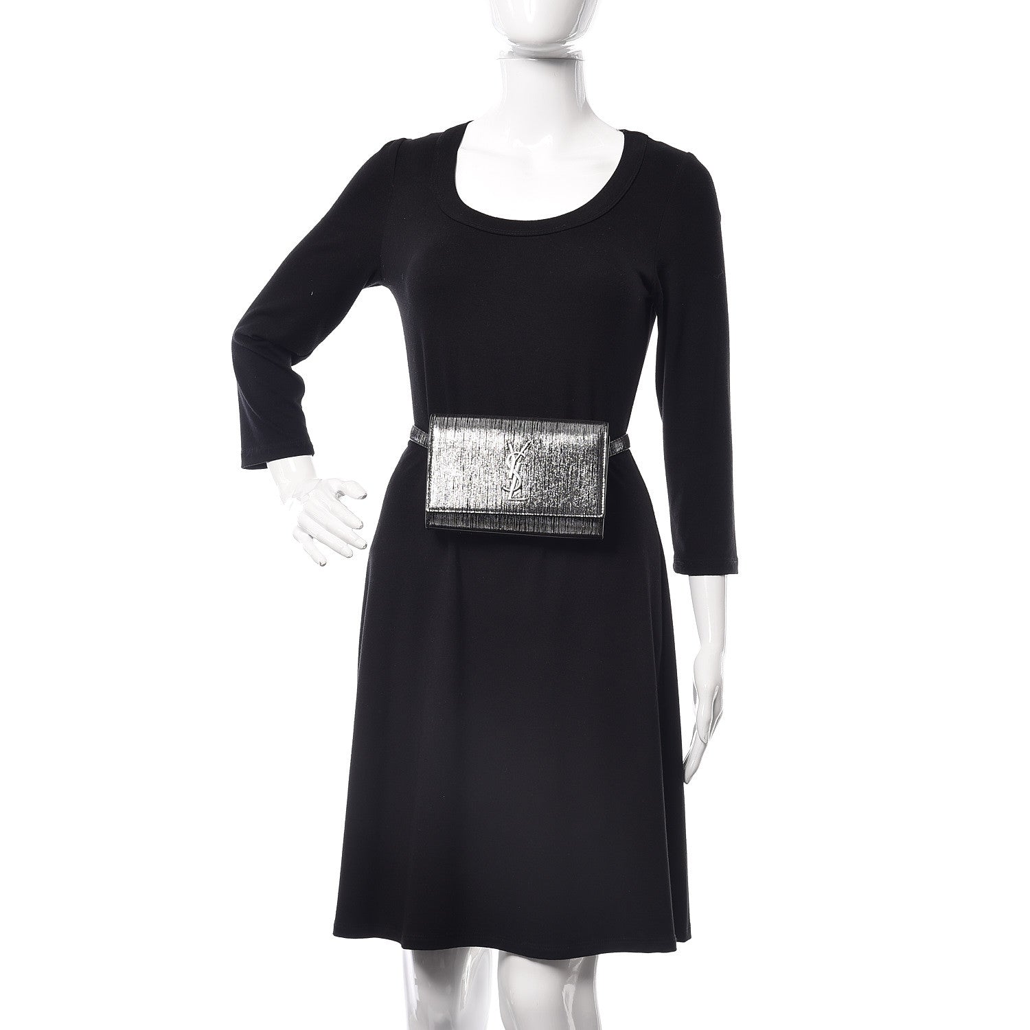 Saint Laurent Metallic Lambskin Lame Monogram Kate Belt Bag Black Platine 2 of 7