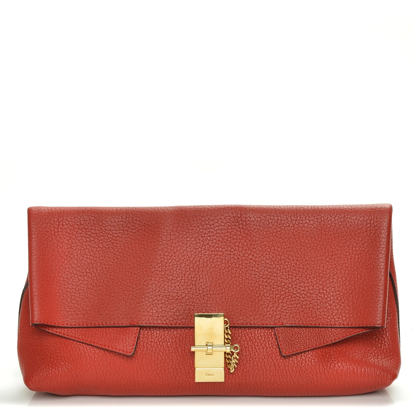 Grained Calfskin Drew Folded Clutch Red