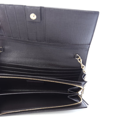 Gucci GG Plus Monogram GG Pierce Chain Clutch Wallet Beige Ebony Black 5 of 10