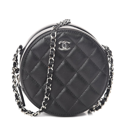 Chanel Lambskin Quilted Round Clutch With Chain Black 1 of 10