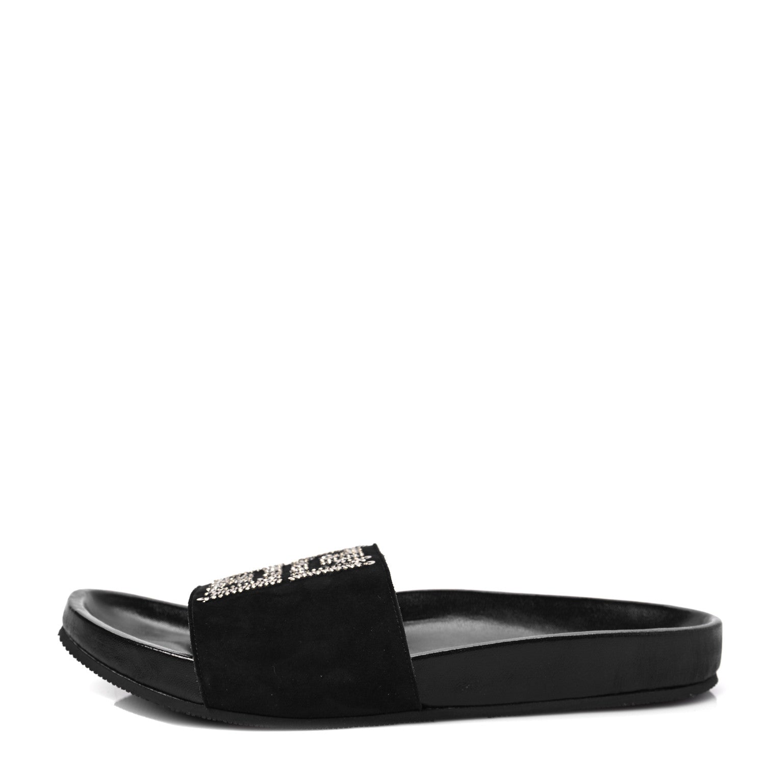 Givenchy Suede Sequin Logo Womens Slide Sandals 39 Black 1 of 7