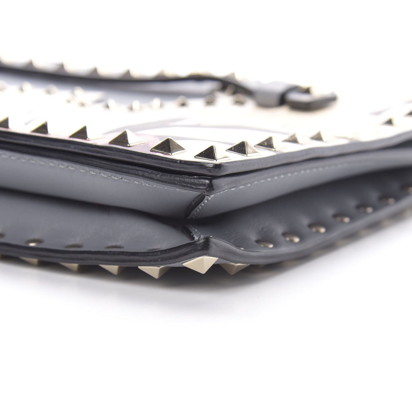 Nappa Monogram Kimono 1997 Print Rockstud Wristlet Clutch Grey