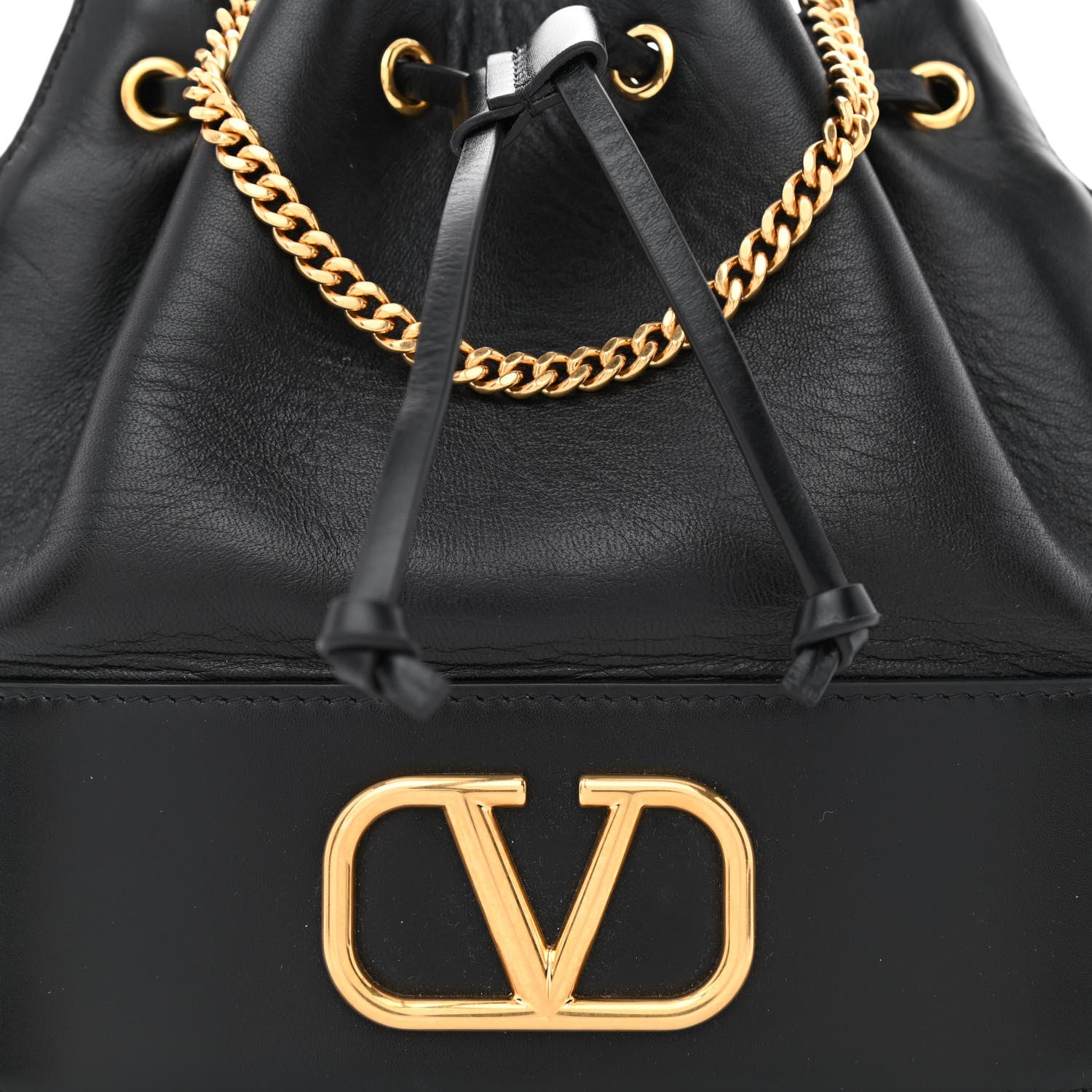 Valentino Garavani Nappa Mini VLogo Signature Chain Bucket Bag Black 7 of 9