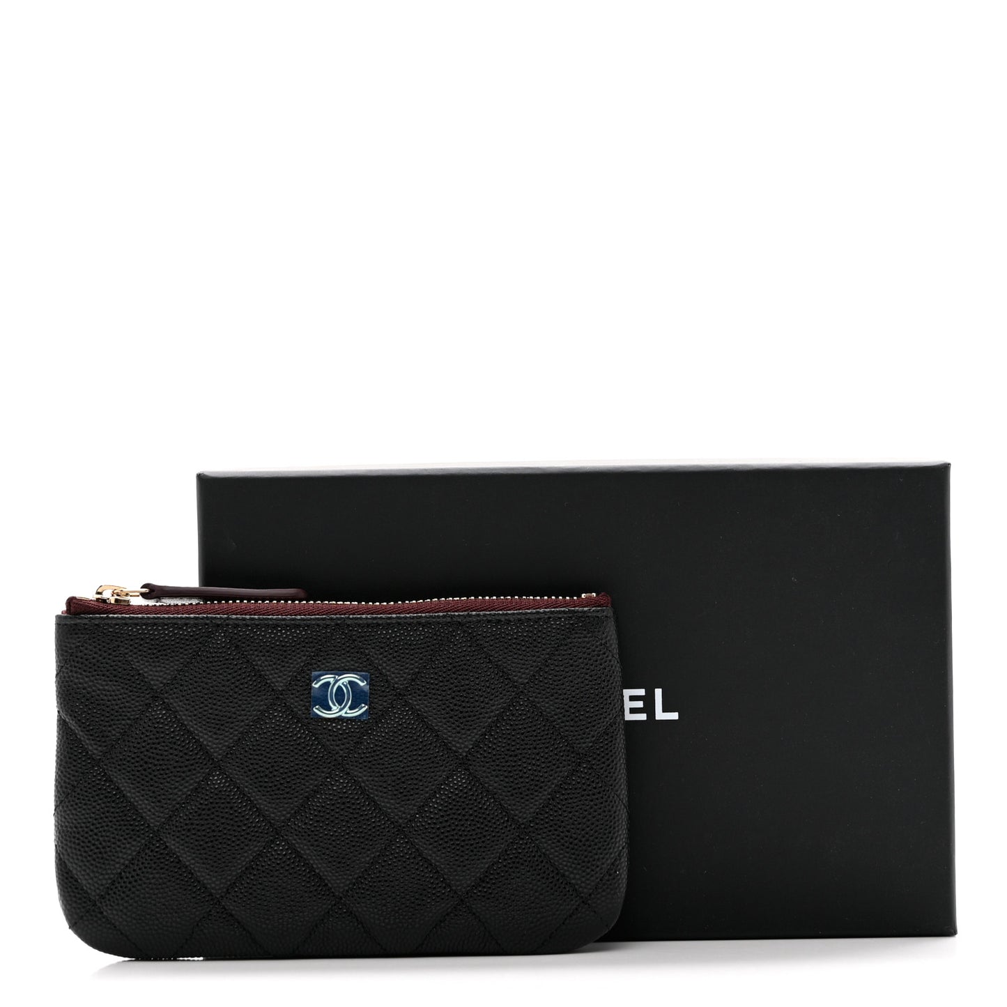 Caviar Quilted Small Cosmetic Case Black