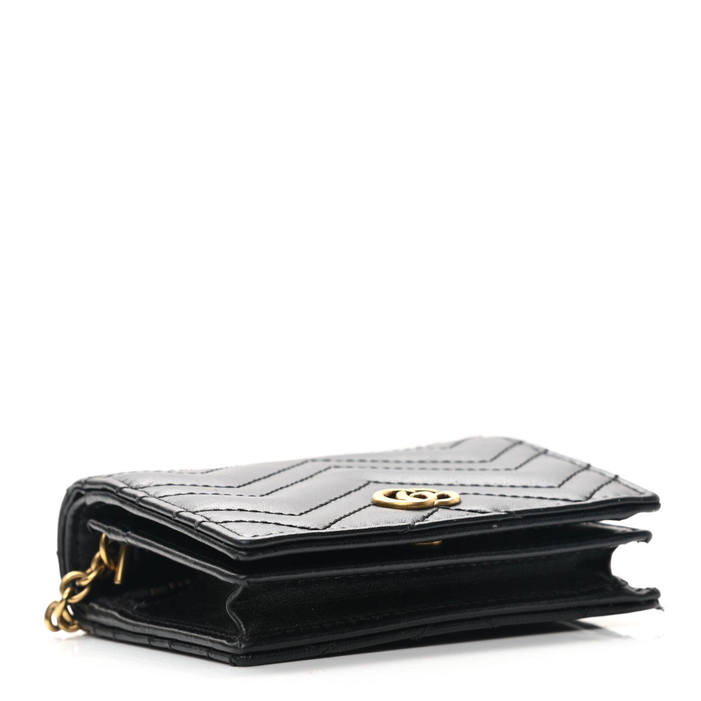 Calfskin Matelasse GG Marmont Mini Wallet On Chain Black