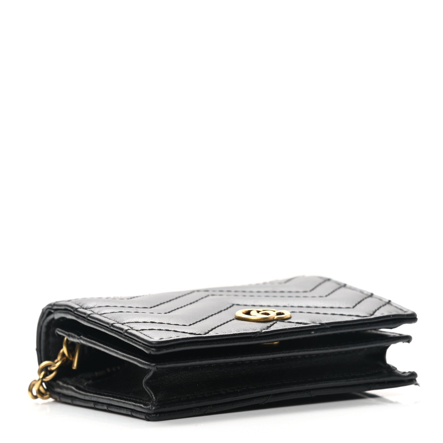 Gucci Calfskin Matelasse GG Marmont Mini Wallet On Chain Black 3 of 7
