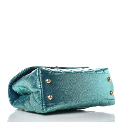 Chanel Metallic Caviar Quilted Mini Coco Handle Flap Blue 4 of 9