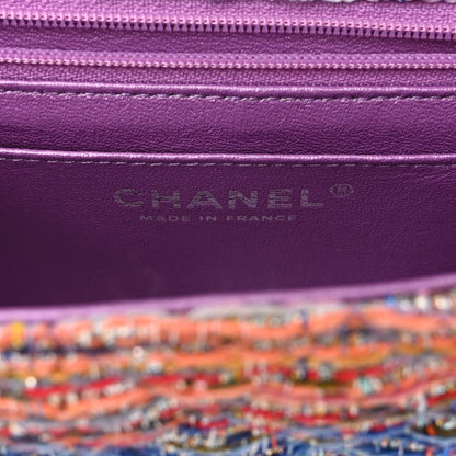 Chanel Tweed Quilted Mini Rectangular Flap Blue Pink Orange 6 of 11