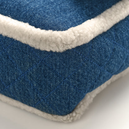 Chanel Denim Shearling Hieroglyph Flap Blue 9 of 9