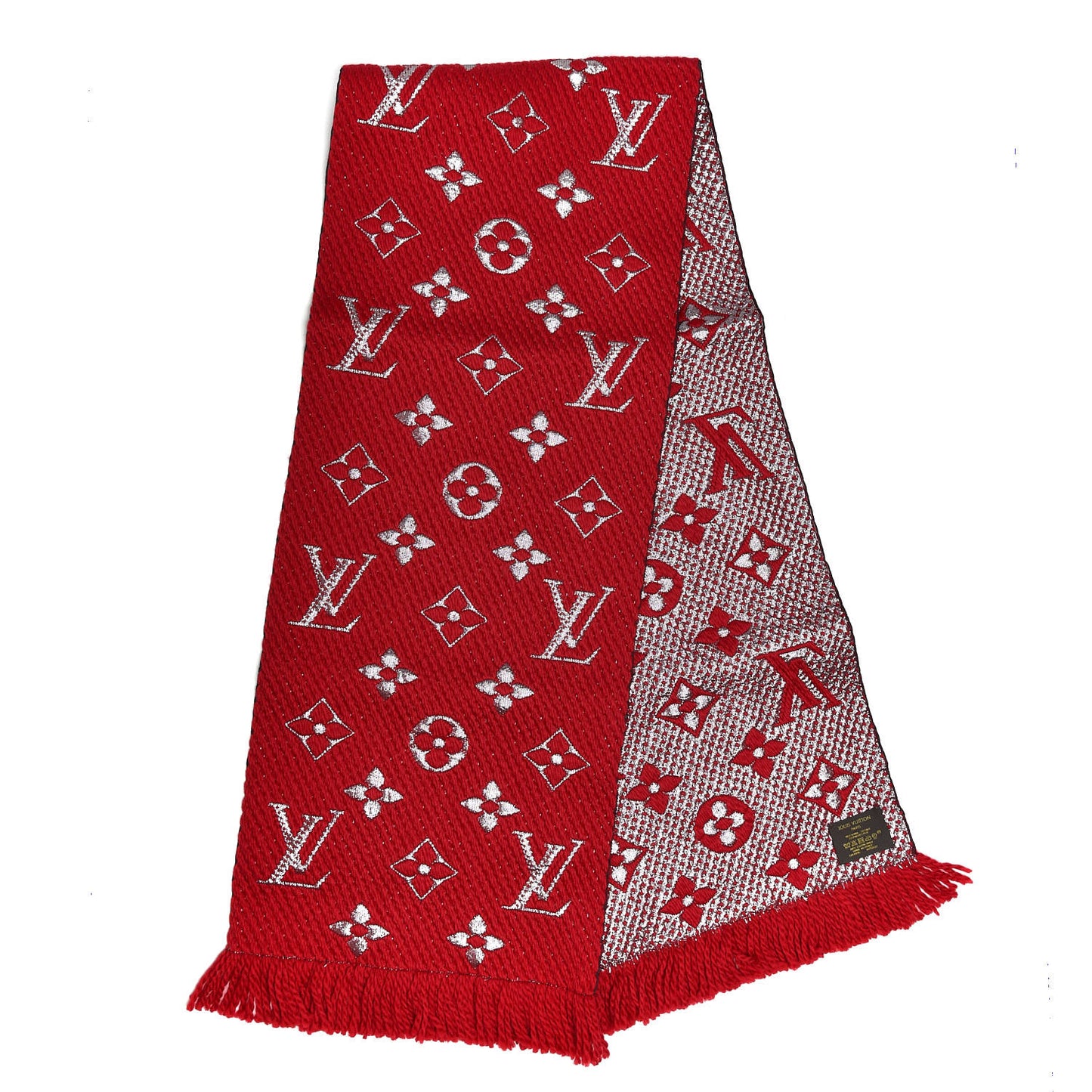 Wool Silk Logomania Shine Scarf Rubis
