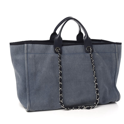Chanel Canvas Sequin Large Deauville Tote Navy 2 of 9