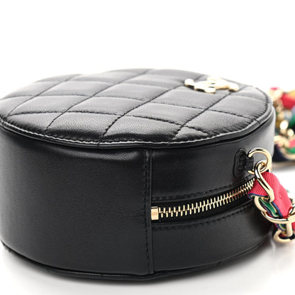 Chanel Shiny Lambskin Ribbon Quilted Round Clutch With Chain Black 8 of 8