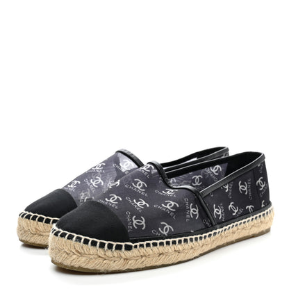 Chanel Mesh Grosgrain CC Espadrilles 38 Black White 3 of 14