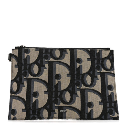 Christian Dior Maxi Oblique Jacquard A5 Zipped Pouch Blue 1 of 6