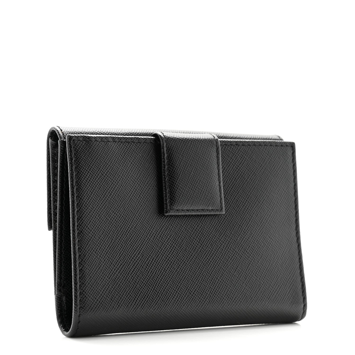Prada Saffiano Tri-Fold Compact Wallet Black 3 of 11