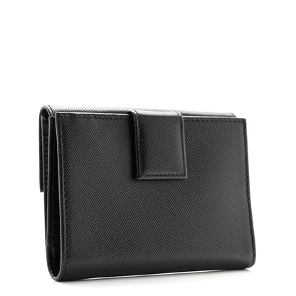 Prada Saffiano Tri-Fold Compact Wallet Black 3 of 11