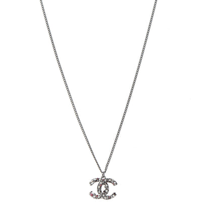 Chanel Pearl Crystal Beaded CC Necklace Multicolor Silver 1 of 6
