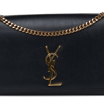 Saint Laurent Grain De Poudre Medium Classic Monogram Kate Satchel Deep Marine 9 of 11