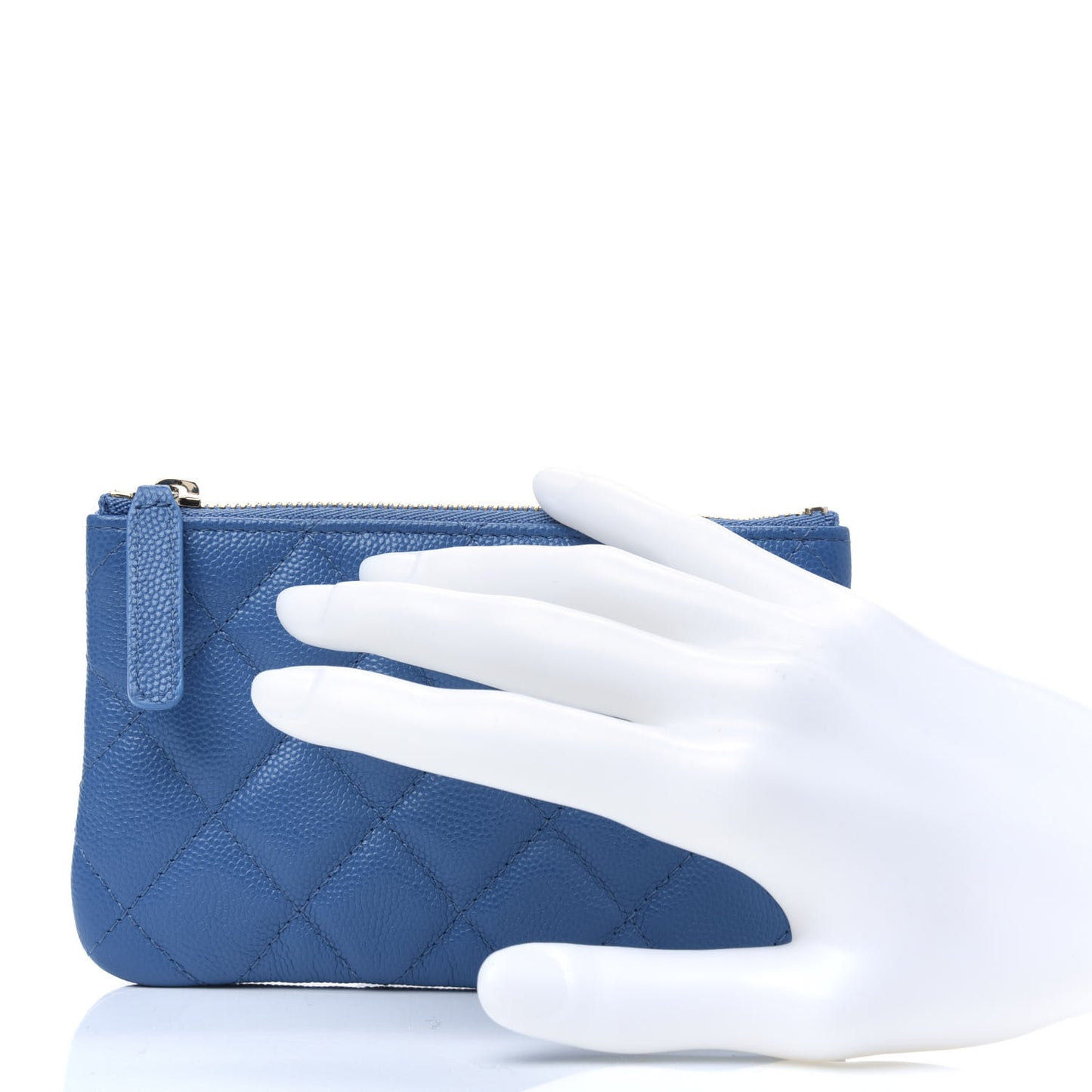 Caviar Quilted Small Cosmetic Case Blue