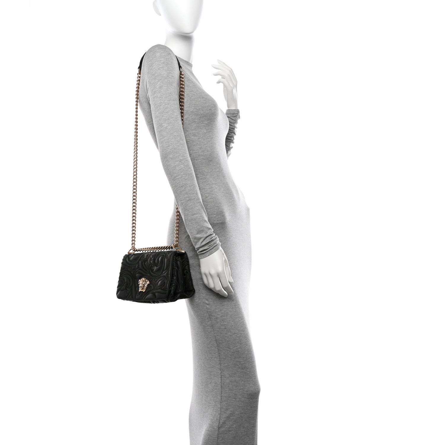 Versace Nappa Embroidered Baroque Palazzo Sultan Shoulder Bag Green 2 of 13